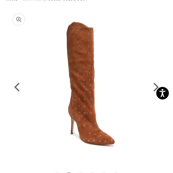 NEW Schutz”Maryana” Suede Studded Stiletto Heel Tall Boots - Picture 1 of 12